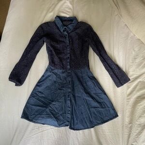 Denim and Lace Blue Dress